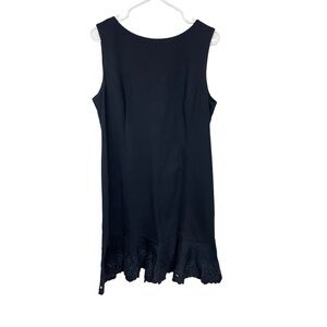 Talbots RSVP Navy Shift Midi Dress Eyelet Trim 16 Petite